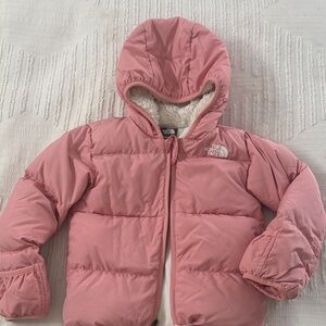 The North Face Girls Rose Pink Hooded Puffer Jacket